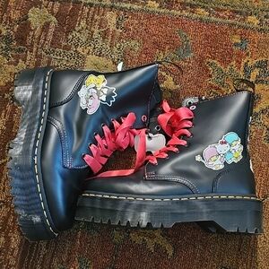 Dr. Martens Black and Pink Combat Boots